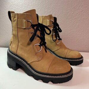 NWOT -5.5  Sorel Joan Now Lace Up Waterproof Boot Caribou Buff $200 MSRP